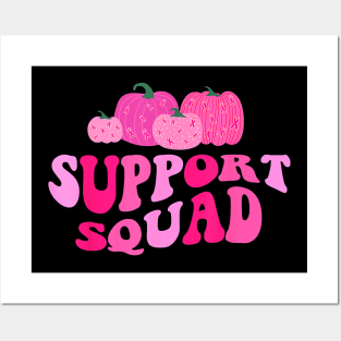 Groovy Support Squad Pumpkins Fall Breast Cancer Awareness Posters and Art